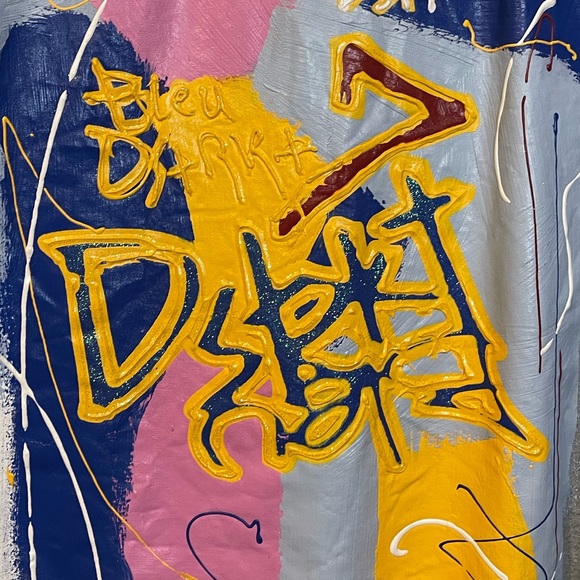 Bleu Dstrkt heather gray unique expressionism hand painted tee sz XL (?) - Picture 3 of 11